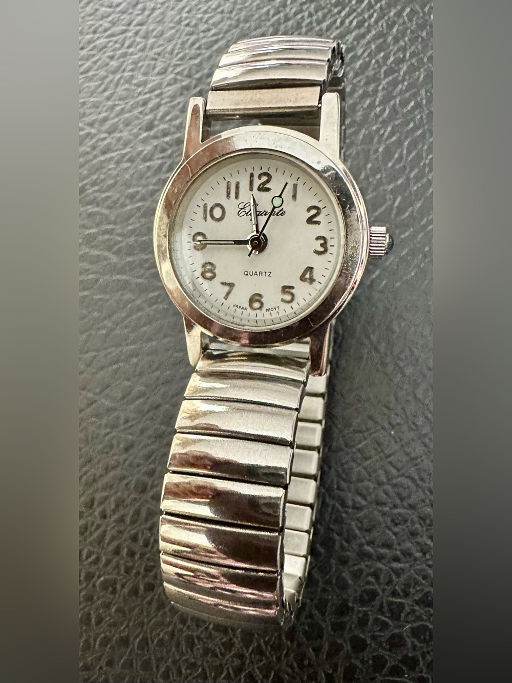 Ladies Silver Expandable Band Quartz Watch - White Dial